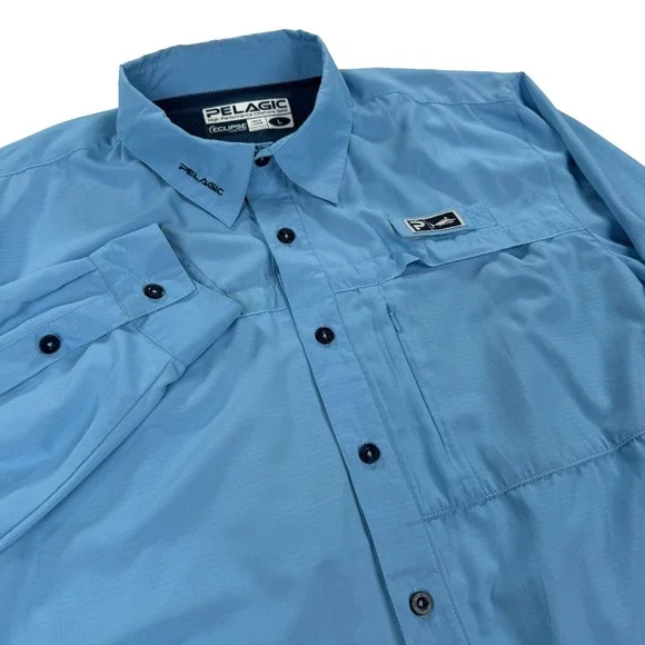 Pelagic Eclipse Guide Shirt Mens Large Vented Fishing High Performance Blue - Picture 4 of 13